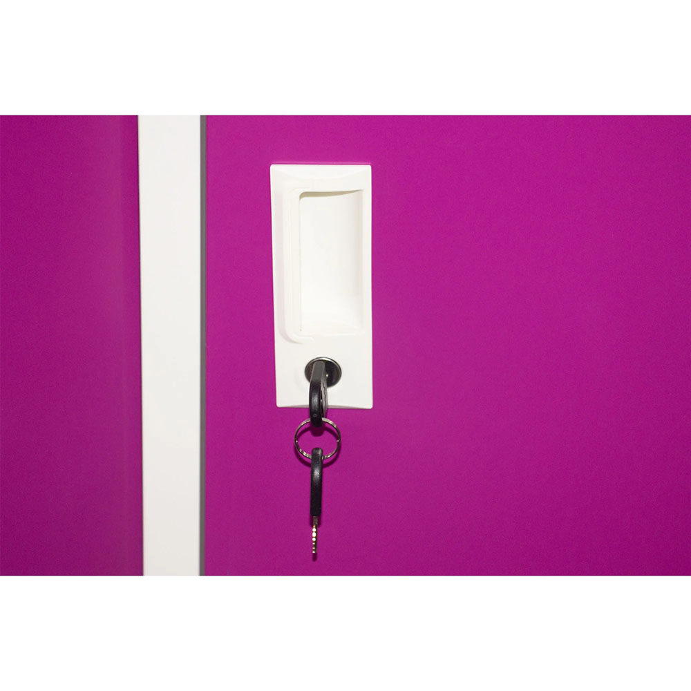 Троен метален гардероб RFG 120/40/120 см бял-лилав